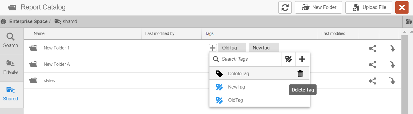 Screen capture of deleting a tag that appears on the "Add Tag" drop-down list