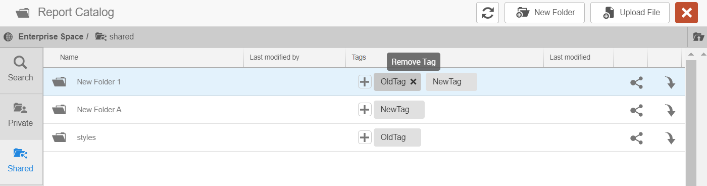 Screen capture of "Remove Tag" function when clicking X on a tag