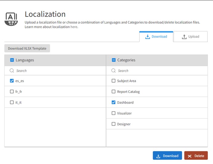 Localization Table w/ Selected Data