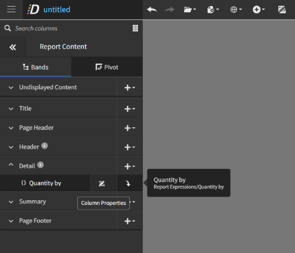 Going to Column Properties