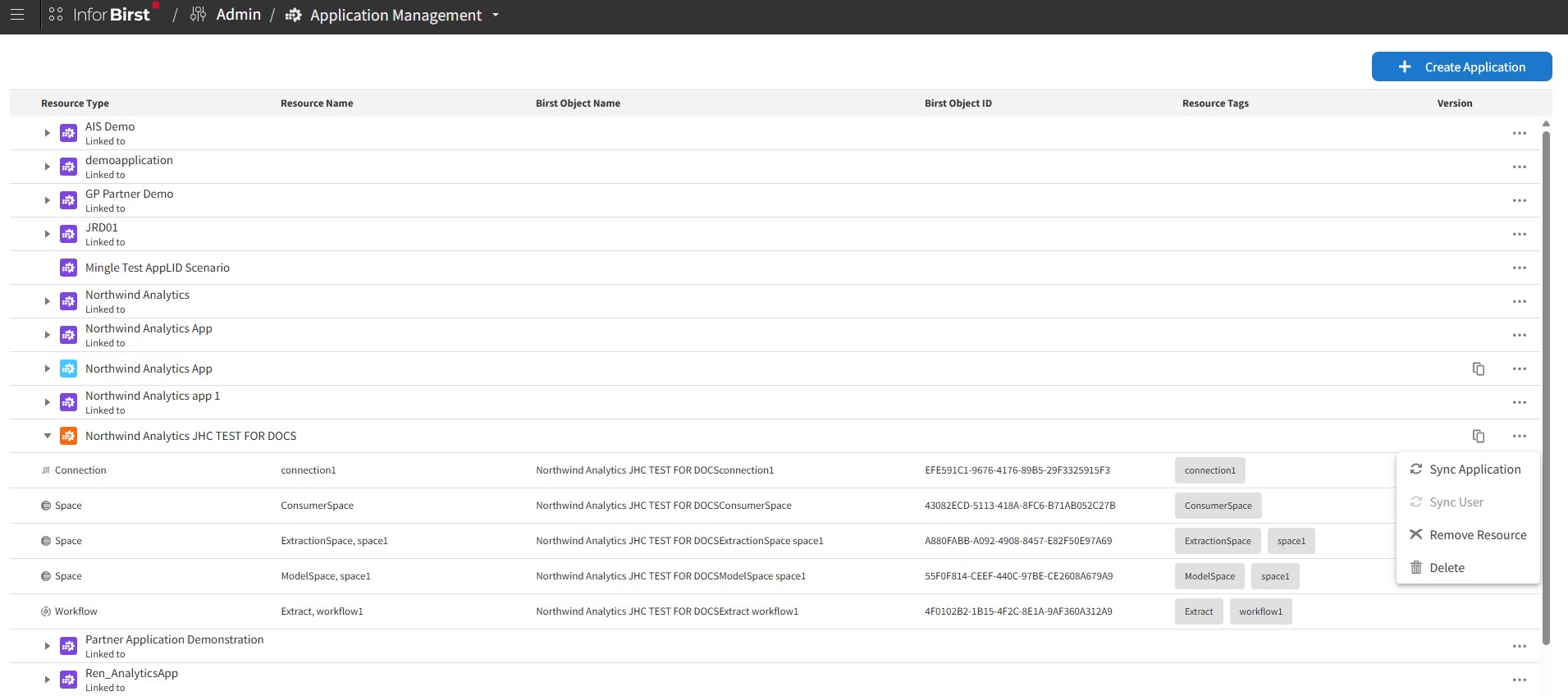 Application Actions