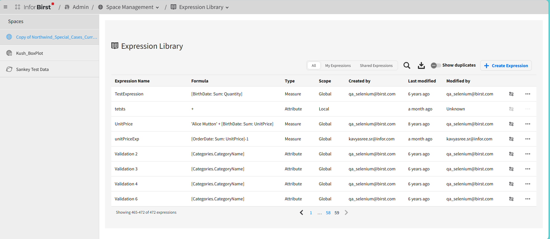 Expression library with impact flow