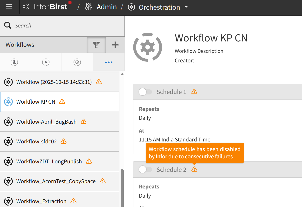 Auto disabled workflow schedules