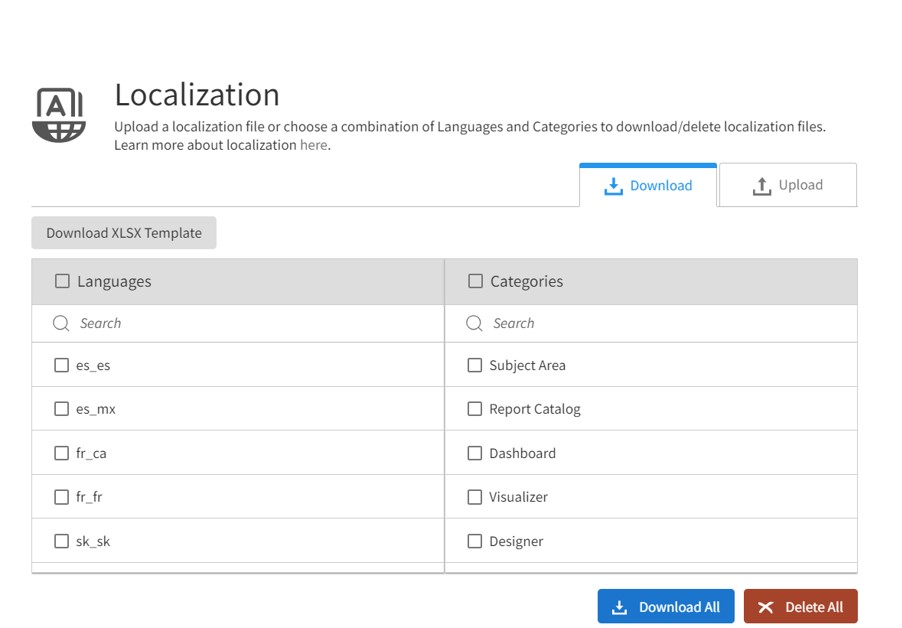 Localization Table w/ Data