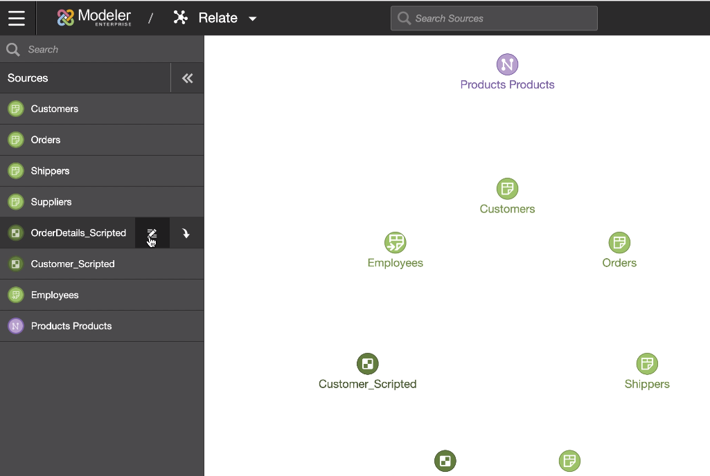 Screen capture of selecting Edit option on Modeler Relate page