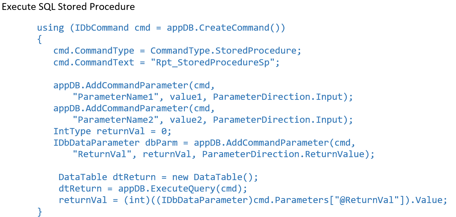 Execute SQL Stored Procedure