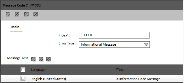 Notification text for a message code