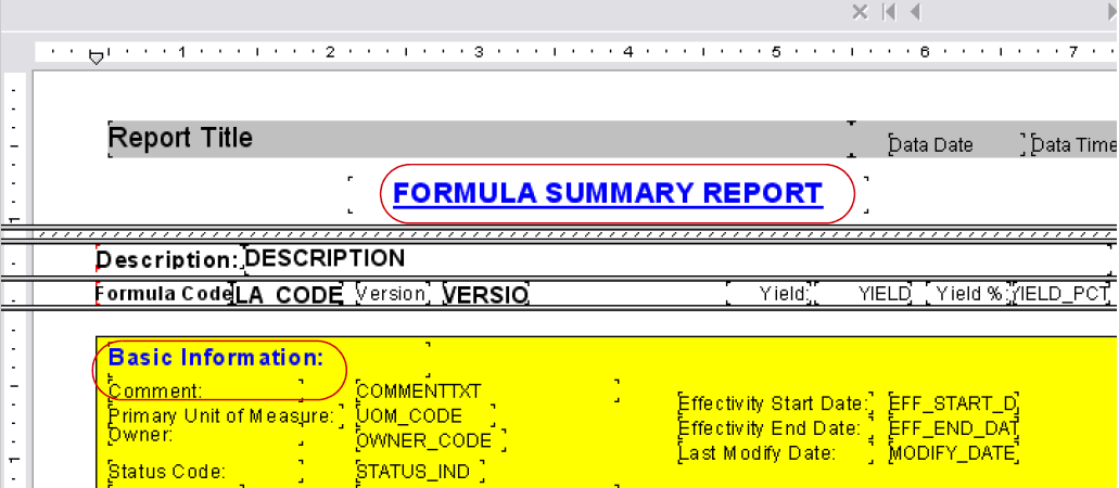 Formula Summary Report