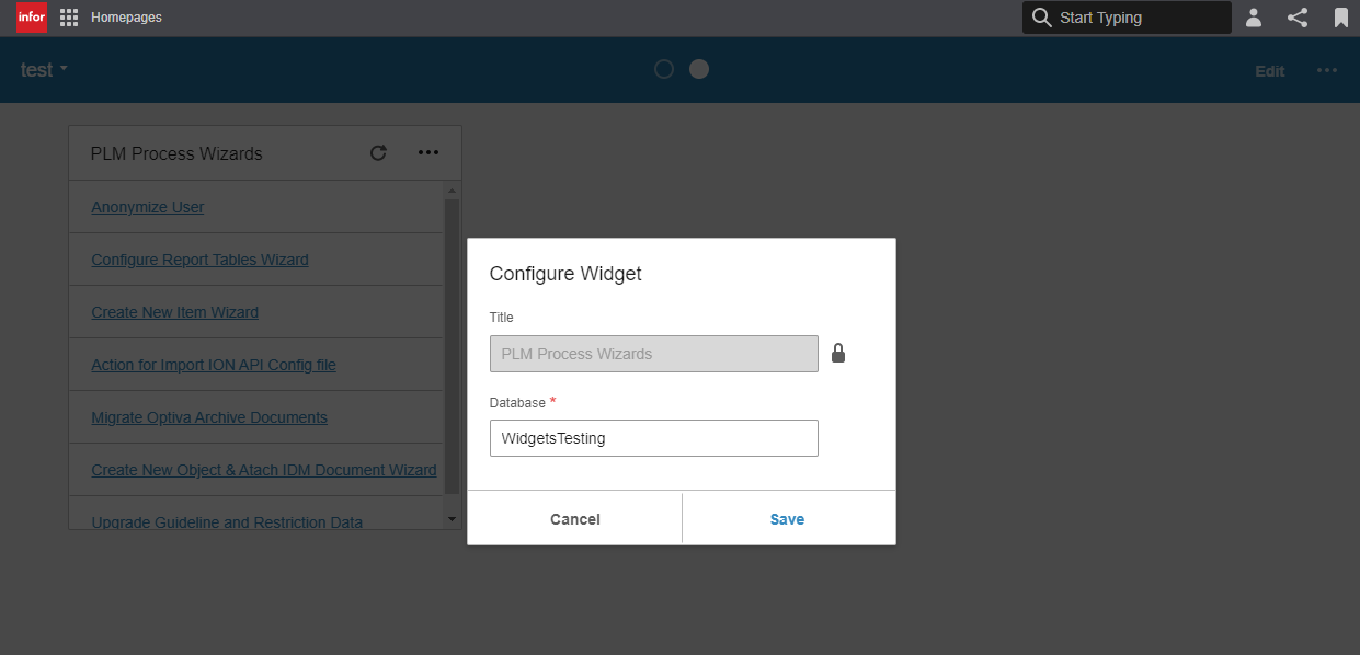 Configuring wizards widget