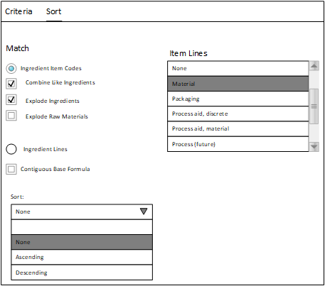 Specifying properties for sorting