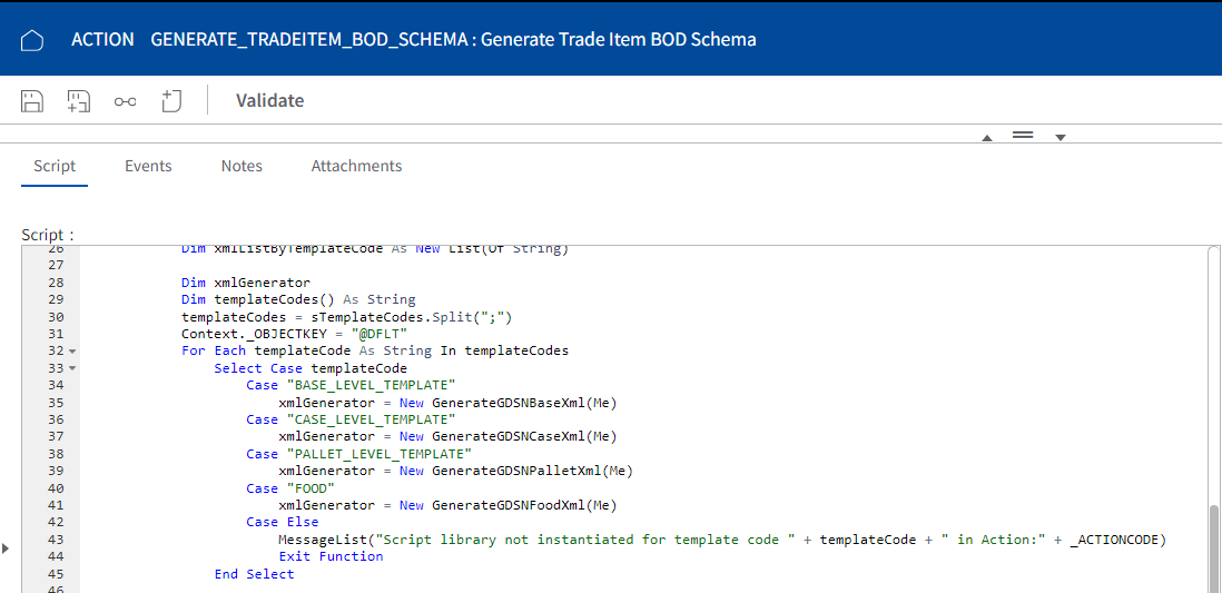 generating trade item BOD schema