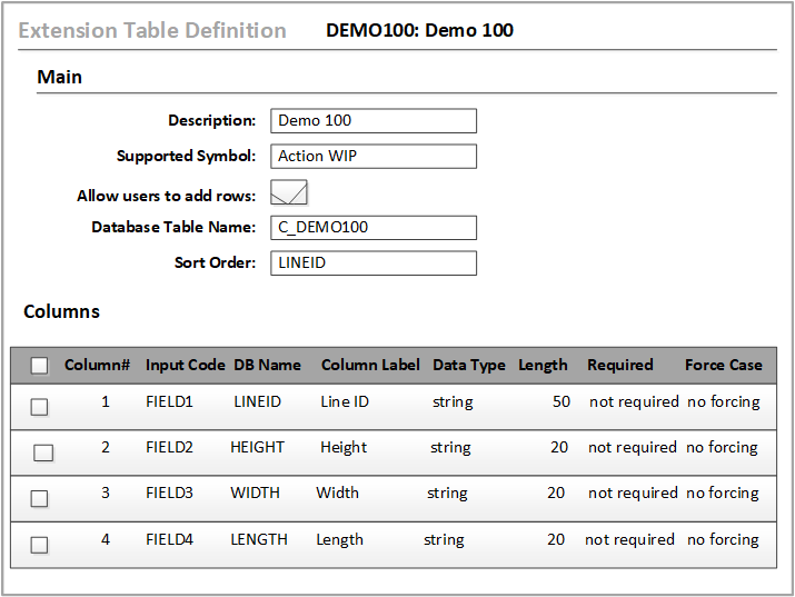 Custom Table Custom Tab Example 1