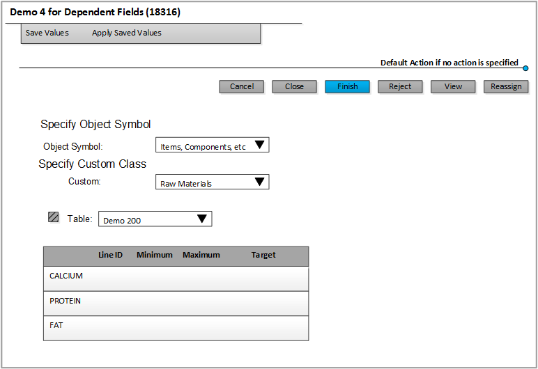 Wizard Selected Dependent Field Raw Material