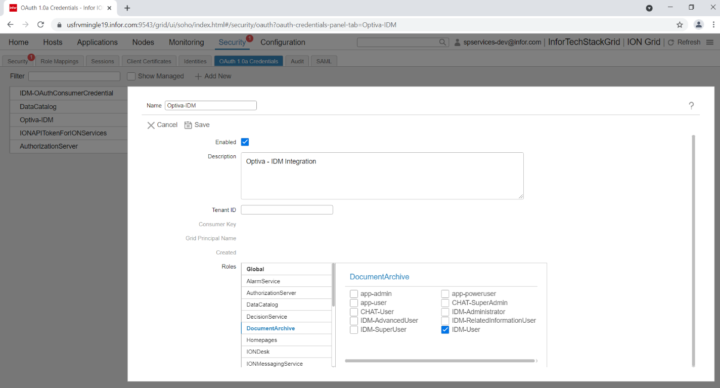 Doc archive IDM user OAuth