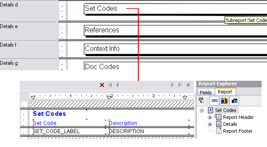 Adding sub reports code