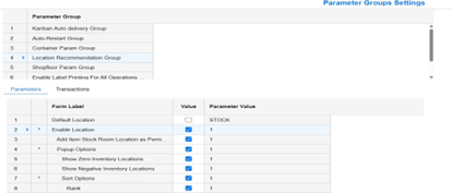 Parameters Groups Settings