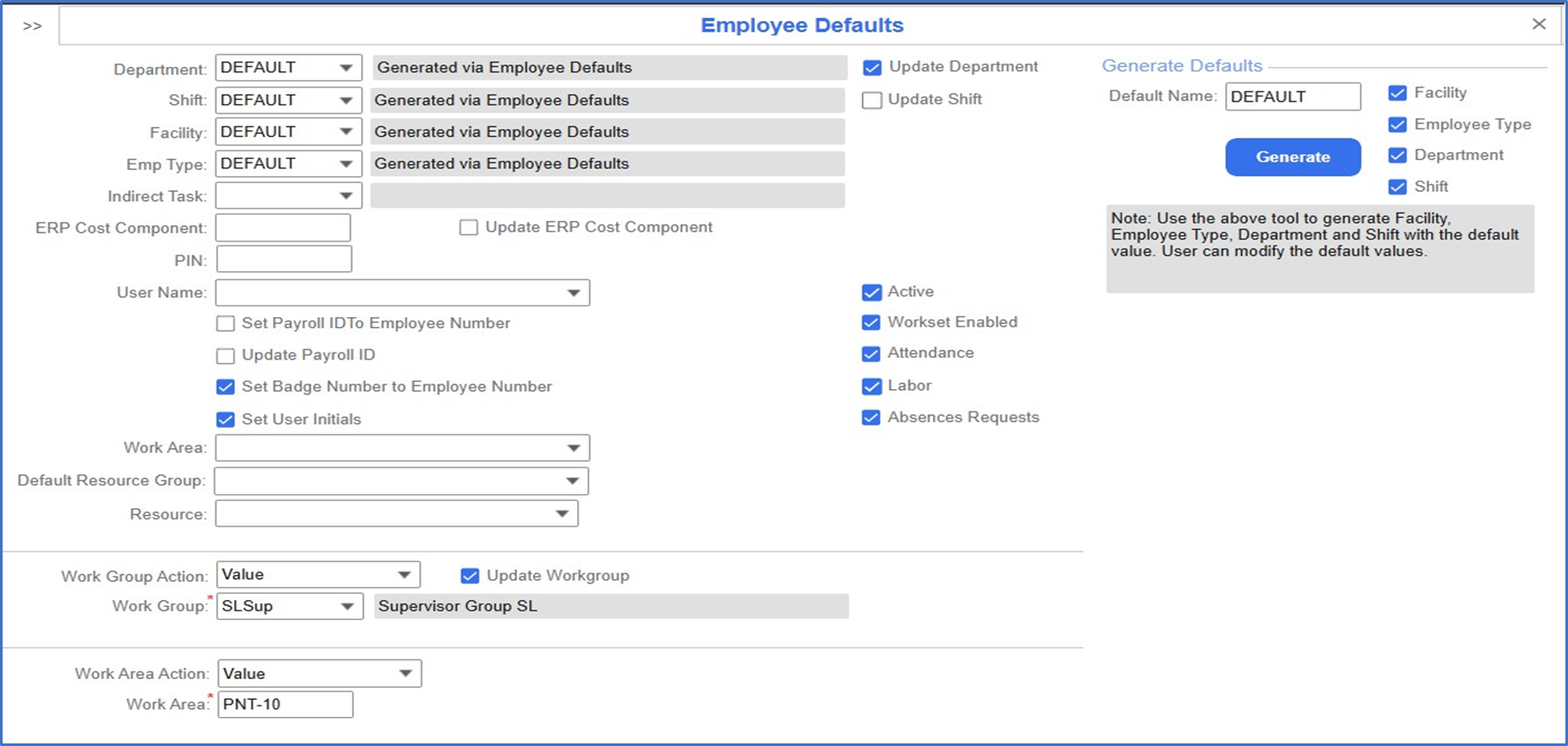 Employee Defaults