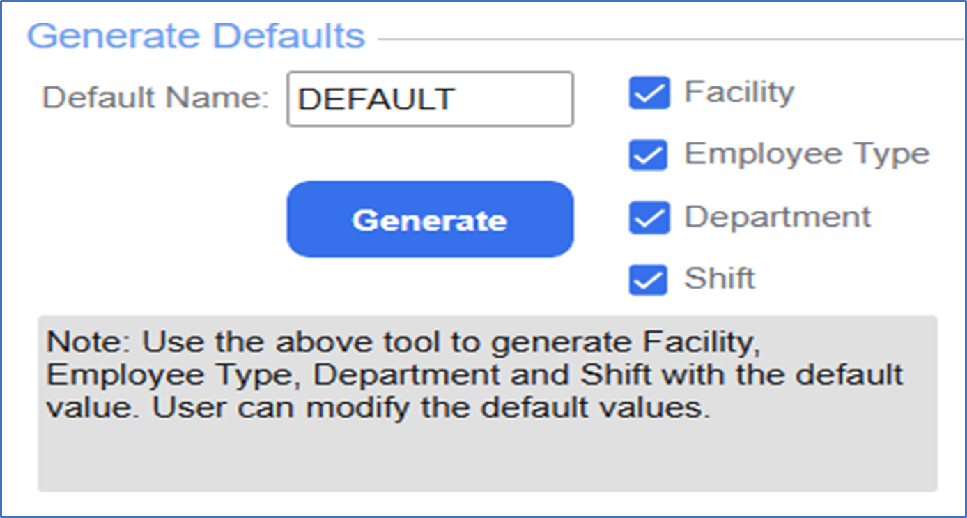 Generate Defaults