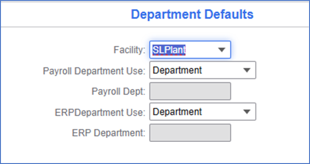 Department Defaults