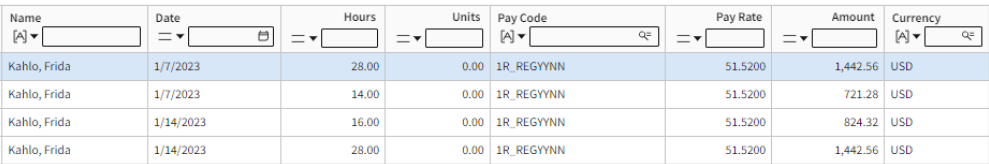 Example: Hours specified for FLSA overtime