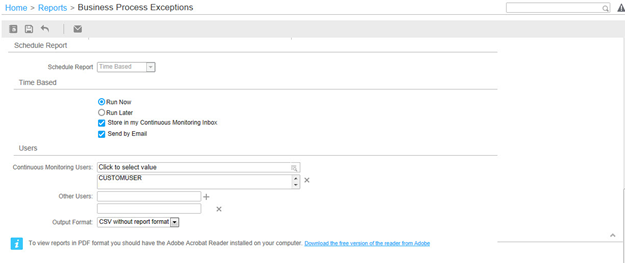 Business Process Exceptions in Reports tab