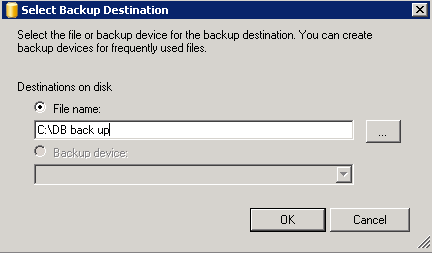 Select Backup Destination