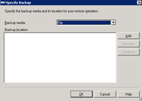 Specify Backup destination