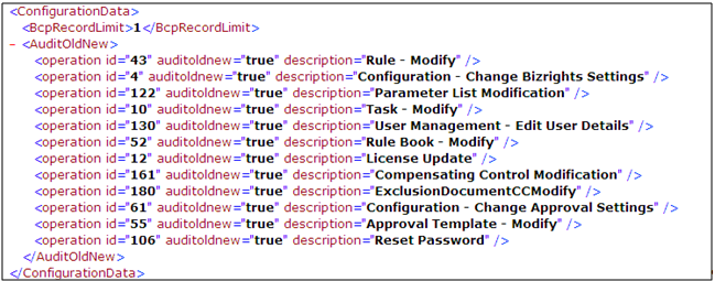 AuditOldNew in AuditSettings.xml