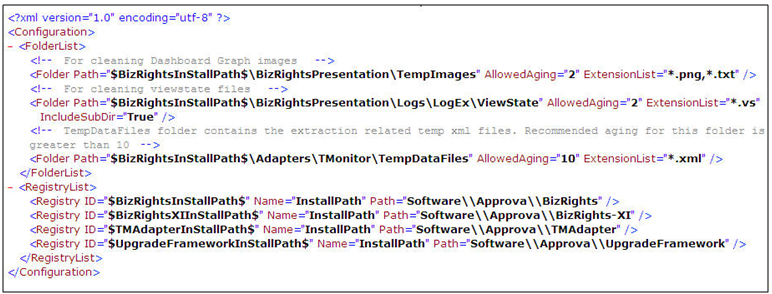 FolderList in CleanupConfiguration.xml