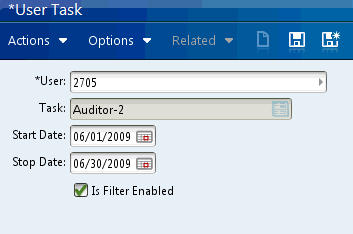 Screen capture: Assigning a task to a user for a specific timeframe (in this case June 1-30)