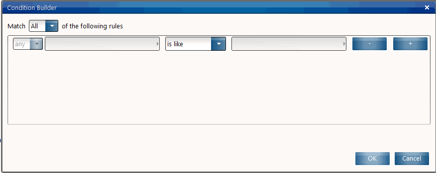 Screen capture: Condition Builder window