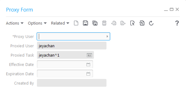 Selecting a Proxy User to be the proxy for Proxied User "jeyachan"