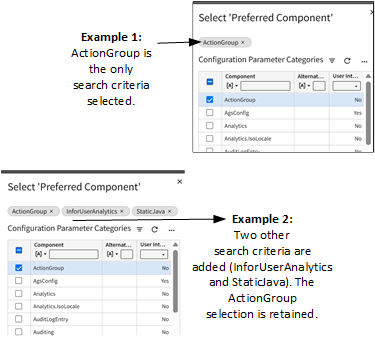 Selecting criteria for a filter