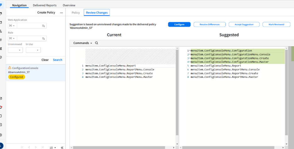 Delivered changes requiring review