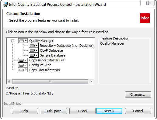 Screen shot of Infor BI software.