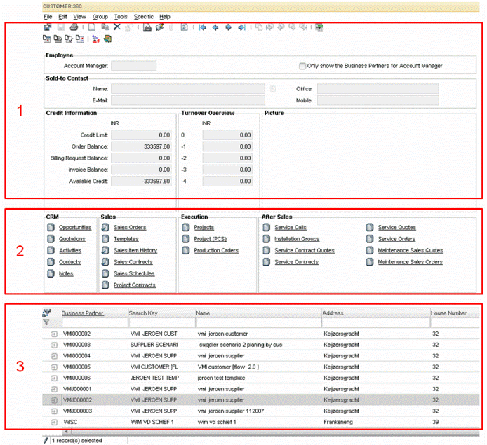 Dashboard session - form sections