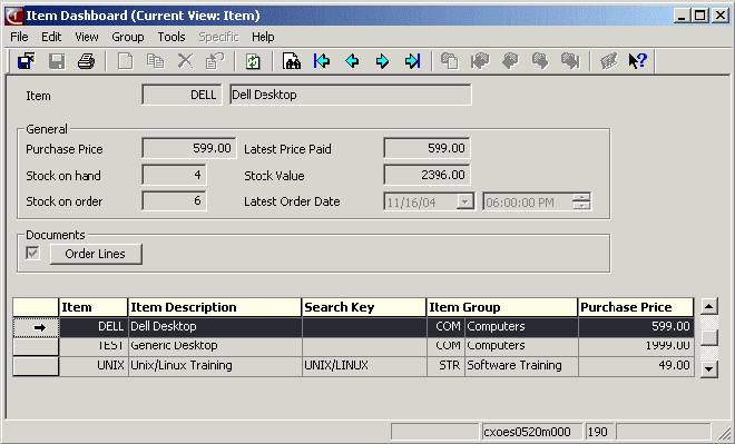 Item Dashboard with Computed Values