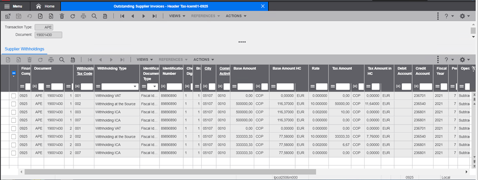 outstanding supplier invoices