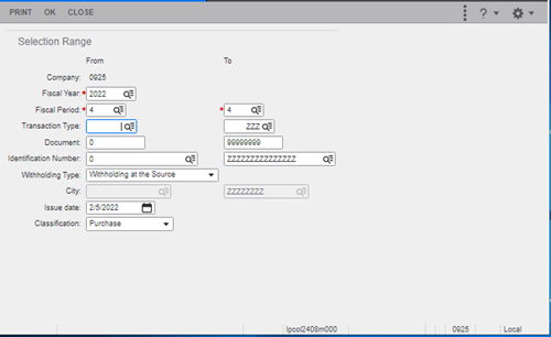 print transaction type