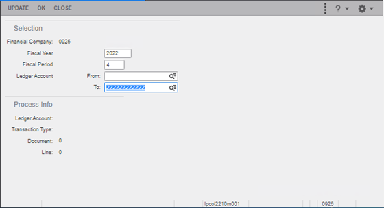 selection ledger account