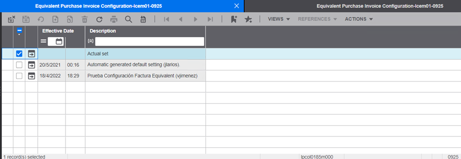 equivalent purchase invoice configuration