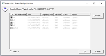 Infor PLM Select design Varients