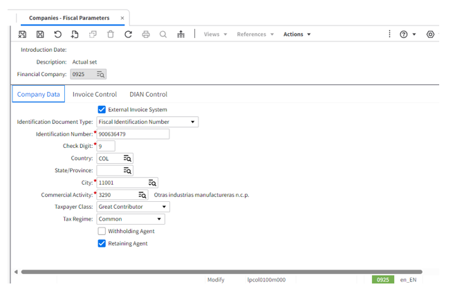 Companies - Fiscal Parameters