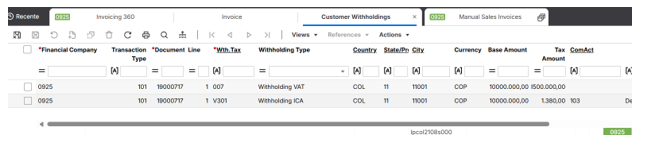 Withholdings at Invoice