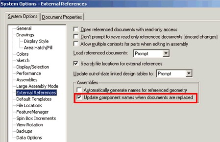 Syatem Options External references