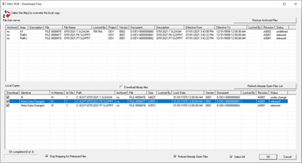 Indicator for Locally Changed Files in Download Manager dialog