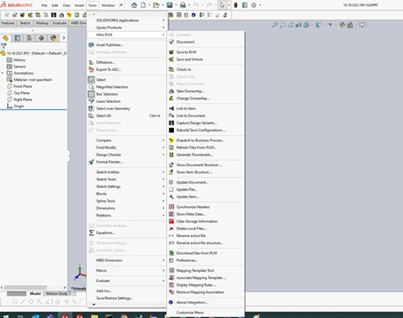 PLM embedded menu and toolbar