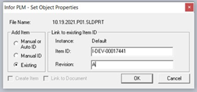Set object properties Link to item