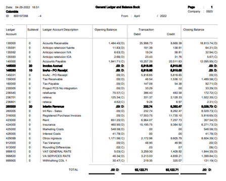 general ledger and balance book