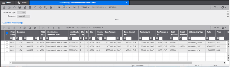 Outstanding customer invoices